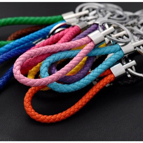 Fashion handmade pu leather rope keychain Auto Key Chain bag pendant accessories Car key ring