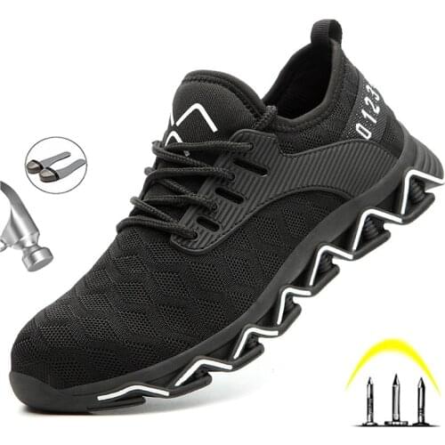 Mens Safety Work Shoes Industry Steel Toe Cap Anti-piercing Boots Non-slip Athletic Comfortable Breathable Lightweight Sneakers
