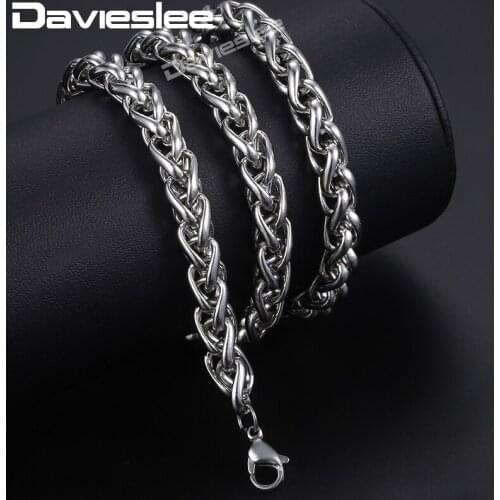 8mm Mens Necklace Stainless Steel Wheat Chain Necklaces for Men Jewelry Dropshipping Wholesale Fashion Gift DKN154