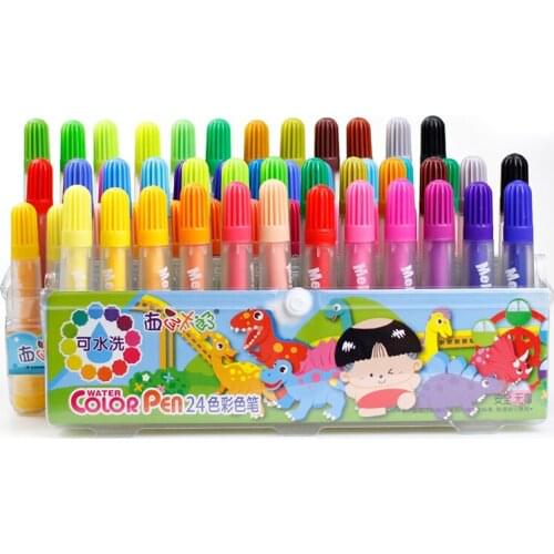 Childrens watercolor pen set 12/24/36 color kindergarten baby paintbrush safety non-toxic color pen