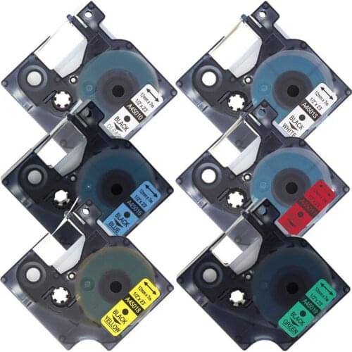 6 Pack Combo Set D1 45010 45013 45016 45017 45018 45019 Label Tape Compatible for DYMO LabelManager 160 220P 280 PnP 360D 420P