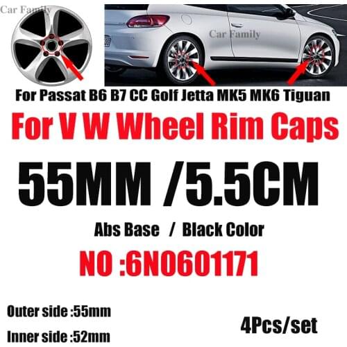 Original Design 4pcs/set 55MM 5.5CM 6N0601171 Car Logo Wheel Center Cap Badge Covers ABS for Passat B6 B7 CC Golf MK5 MK6