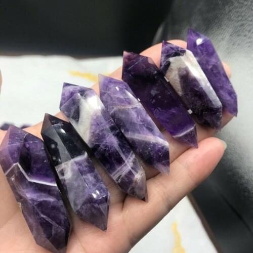 Natural dream amethyst double wand point quartz crystals healing stones for home decoration