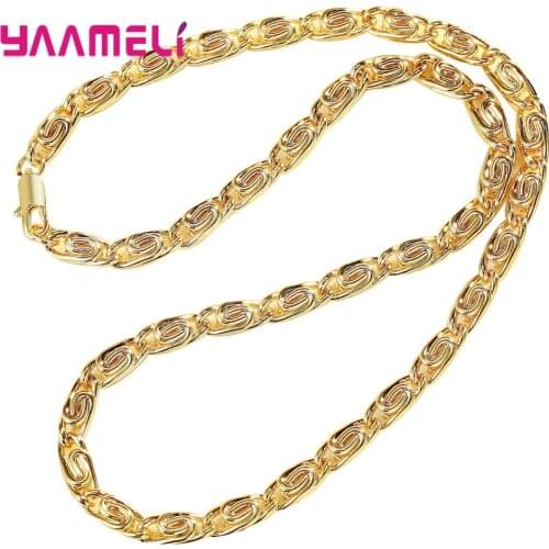 High Quality Necklace Bracelet Punk Gold-Color Hip Hop Punk Chain for Women and Men 925 Sterling Silver Jewelry Set Party Gift