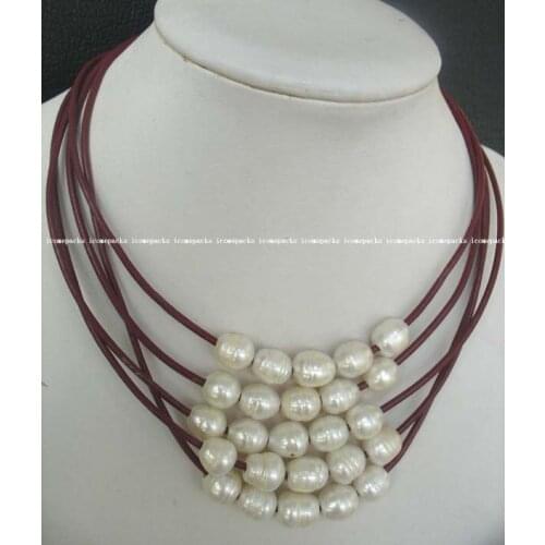 Wholesale noble 17.5" nature 10-12mm white fresh water pearl egg necklace