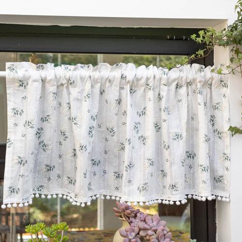 Curtain 140x40 Half Curtain Rustic Printed Kitchen Tube Curtain White Cafe Window Curtain Decorative Door Curtain
