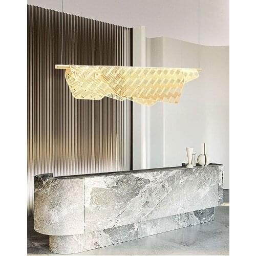 Simple modern stainless steel hollow bar designer art decoration creative minimalist dining room chandelier
