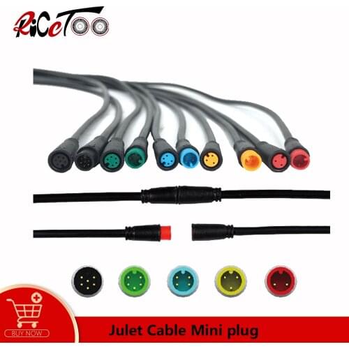 RICETOO Julet Mini Waterproof Cable Electrical Ebike 2 3 4 5 6 Pin Waterproof Extension Cable for Light Throttle Ebrake Display