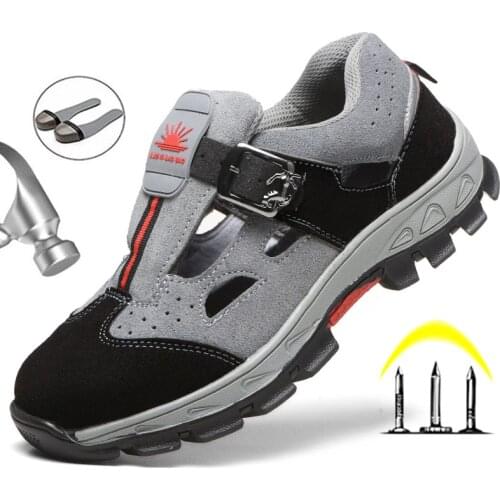 Labor Insurance Shoes Sandals Mens Summer Light Breathable Deodorant Safety Shoes Casual Non-slip Mens Work Boots