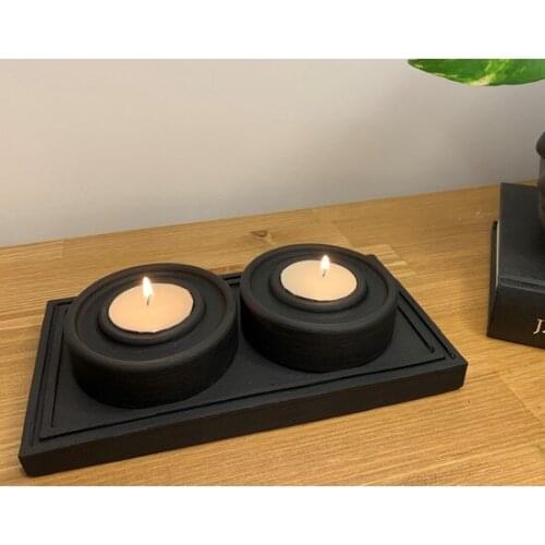 Semart Home Concrete Black candle Holder Set candle and candlestick свеча и подсвечник vela y candelero