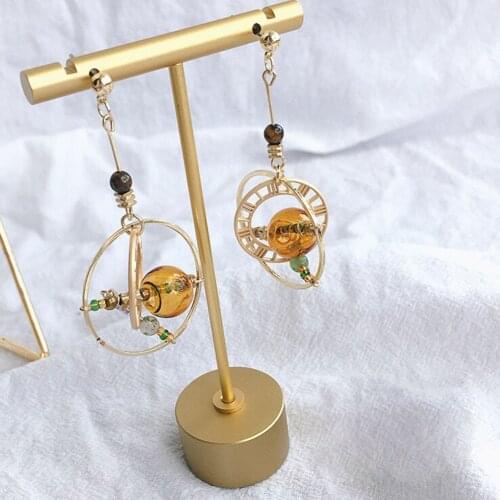 Retro Hand Blown Glass Ball Dangle Earrings For Women 2020 Original Gold Planet Handmade Korean Drop Earrings Femme Bijoux
