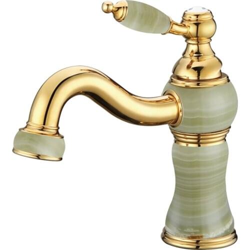 GOLD PVD clour solid brass and stone Single handle bathroom basin sink faucet mixer tap