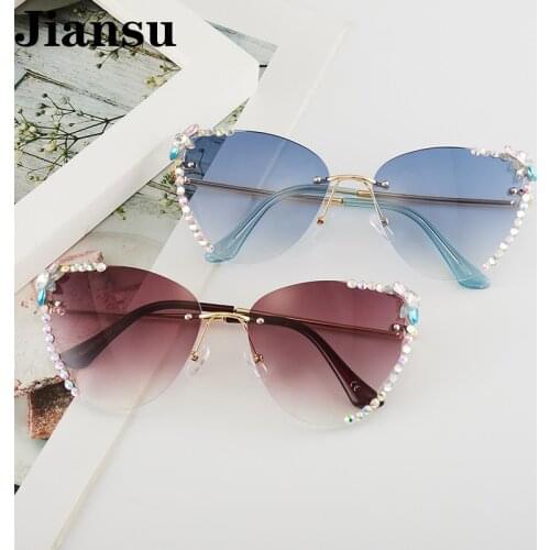 2021 Fashion Designer Rhinestone Sunglasses Women Heart Shaped Sun Glasses Vintage Shades for Female Gafas De Sol Mujer Uv400