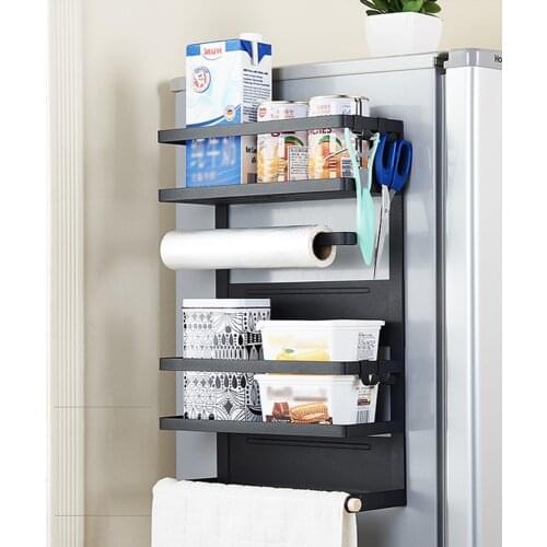 Shelf Kitchen Fridge Organizer Refrigerator Side Shelf Magnetic Fridge Organizer Spice Jars Rack Kitchen Storage Seasoning Jars