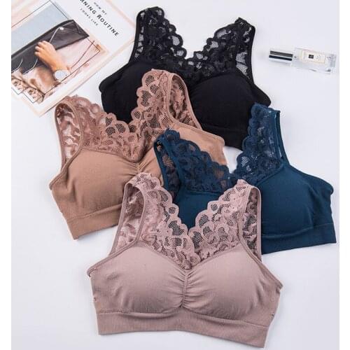 Sanderala Sexy Women Lace Top Fitness Seamless Camis Lady Crop Elastic Underwear Female Vest Strap Tube Bra Lingerie