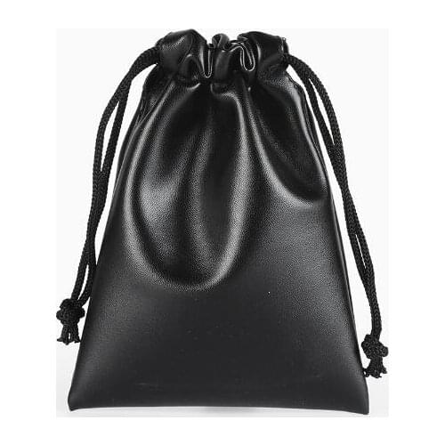 High Quality Retail Black PU Leather Bags Jewelry & Phone Gift Packaging Pouch Wedding Birthday Party Drawstring Bag