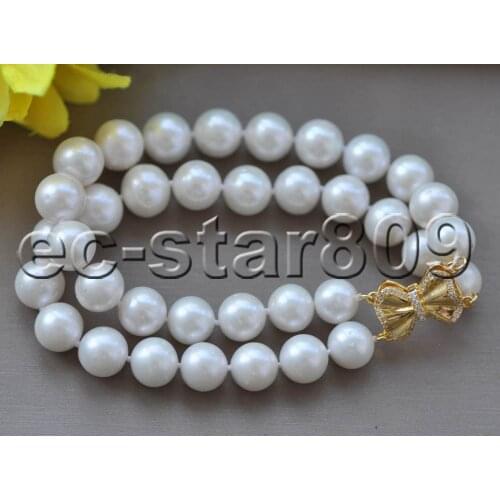 Z11151 A+ 2Row 8" 11mm Round White Freshwater Pearl Bracelet