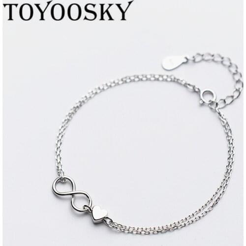 2019 Design 925 Sterling Silver 8 Infinity Heart Love Charm Bracelets & Bangles for Women Hand Jewelry Accessories Girl Lover