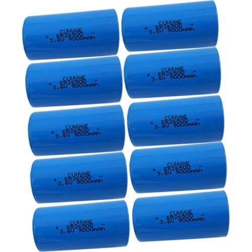 10Pcs ER 26500 26500 Li-SOCl2 ER26500 3.6V 9000mAh C size battery lithium primary power type batteries for water meter