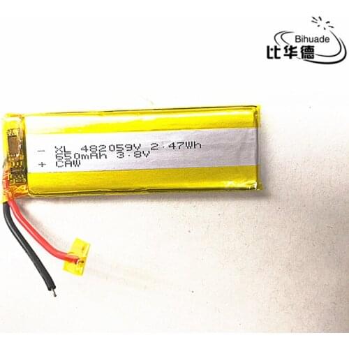 10pcs/lot 3.7V 650mAh 482059 Lithium Polymer Li-Po li ion Rechargeable Battery cells For Mp3 MP4 MP5 GPS PSP