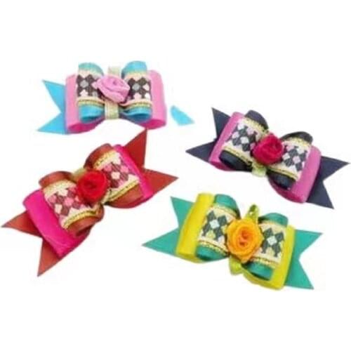 50pcs/lot Hot sale Pet Dog Cat Hair Bows Dog Hair Accessories Hair Tie Pet Grooming Products FM74