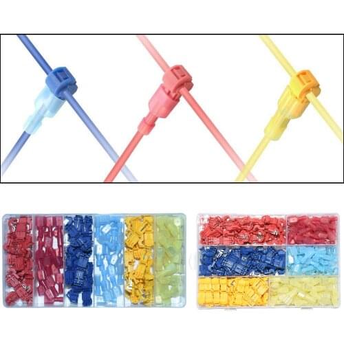 120/240pcs/set T-Tap Cable Connectors Self-Stripping Quick- Electrical Wire Male Terminals Kit T-shape