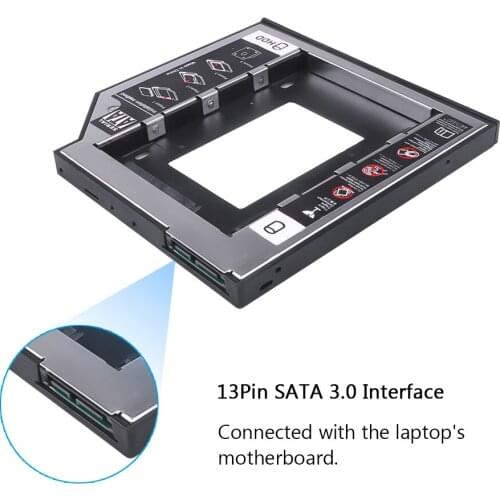 2.5" HDD SSD Case Aluminum Alloy & Plastic 9.5mm 2nd HDD Caddy SATA To SATA 3.0 For Laptop DVD/CD-ROM Optical Bay