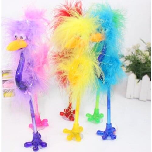 20 piece/lot Cartoon feather ballpoint pen/flamingo pen/ostrich feather pen/creative stationery /office supplies