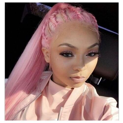 26inch Virgin Hair Baby Pink 13x6 Front Lace Wig Transparent European Human Hair Wigs Pre Plucked with Baby Hair 130density
