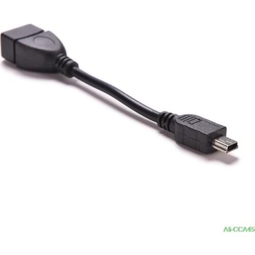 5pin Mini USB Male To USB 2.0 Type A Female OTG Host Adapter Cable OTG Cable For Cellphone Tablet MP3 MP4 Camera 10cm Black