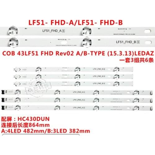 6PCS new ORIGINAL 3+ 4LED strip Circuits LF51-FHD-A LF51-FHD-B FOR LGE-WIC0P-FHD COB 43LF5100-CA HC430DUN GLB