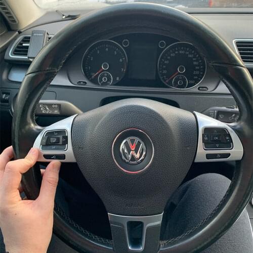 ABS Chrome Car Steering Wheel Cover Trim Sticker Sequins For VW Golf 6 Mk6 Passat B7 CC EOS Tiguan Jetta Touran Sharan Caddy