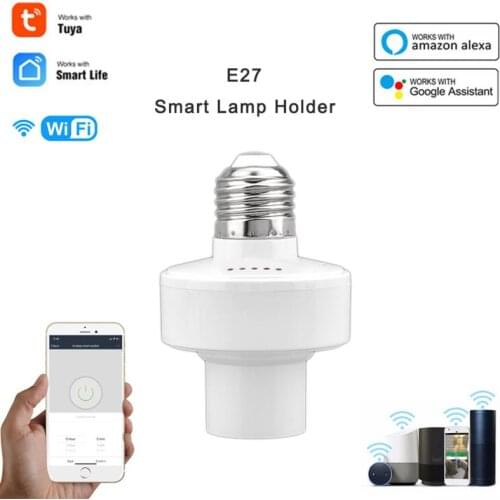 Tuya WiFi Smart Bulb Socket Adapter LED Lamp Holder Base E27 Wireless Voice Control Work With For Alexa Google Home Smart Life