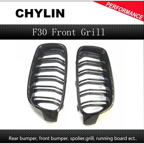 Car Style One Pair Front Gloss Black Grilles for 3 Series BMW F30 F35 2012-2015