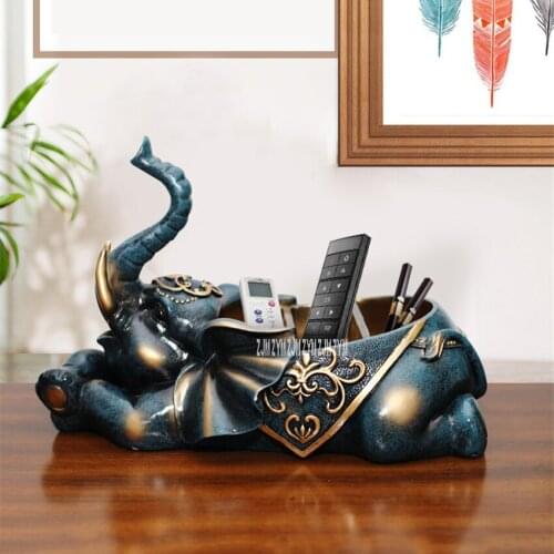 BKD2990 Living Room Creative Retro Desktop TV Wine Cabinet Tea Table Decorative Craft Candy Key Resin Elephant Storage Ornament