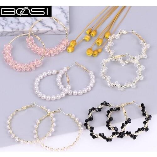 BOSI 2021 hoop earrings fashion jewelry hoops earrings for Women crystal pearl earrings drop simple earring cute boho luxury cc