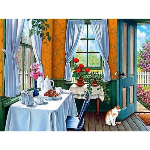 Flowers DIY 11CT Cross Stitch Embroidery Kits Craft Needlework Set Printed Canvas Cotton Thread Home Decoration New Wholesale