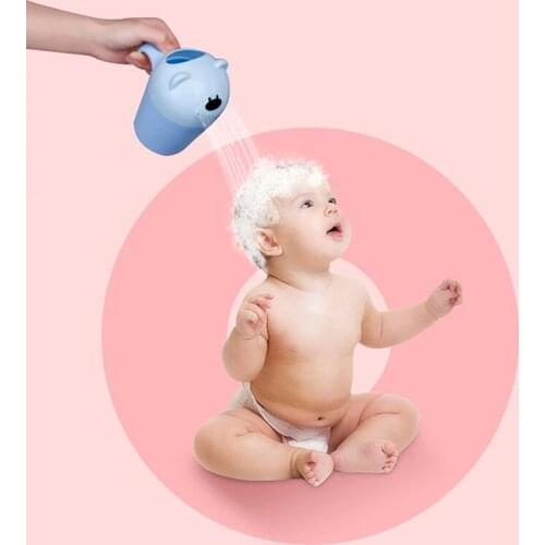 Baby Shampoo Cup Infant Baby Bath Caps Toddler Cartoon Baby Bear Bathing Cup Newborn Bathing Bailer Shower Spoons Kids Bath Tool