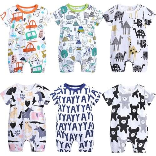 Newborn Infant Baby Romper Clothes Jumpsuits Outfits 2020 Summer Boys And Girls Cotton Fashion Cartoon Print Casual For 3-18M