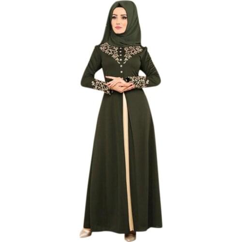 2021 Long Skirt Middle East Long Skirt Collision Color Slim Temperament Abaya Wedding Dress Fashion Muslim Clothes Islamic Women