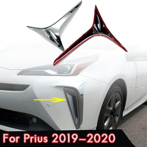 For Toyota Prius 2019 2020 Chrome Front Fog Light Lamp Eyelid Eyebrow Decoration Cover Trim Accessories