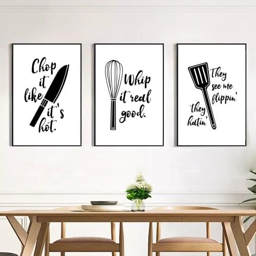 Egg-beater Chop it Like Kitchen Quotes Minimalist Wall Art Canvas Painting Nordic Posters and Prints Wall Pictures Kitchen Decor