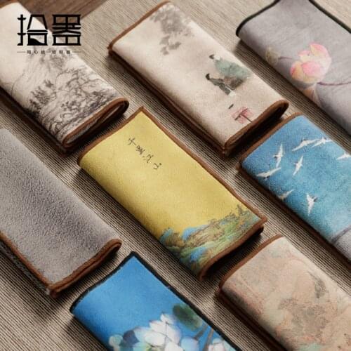 Chinese high-end tea towels tea cloth tablecloth absorbent tea table mats raise pot towels tea mat thickening tea tray table acc