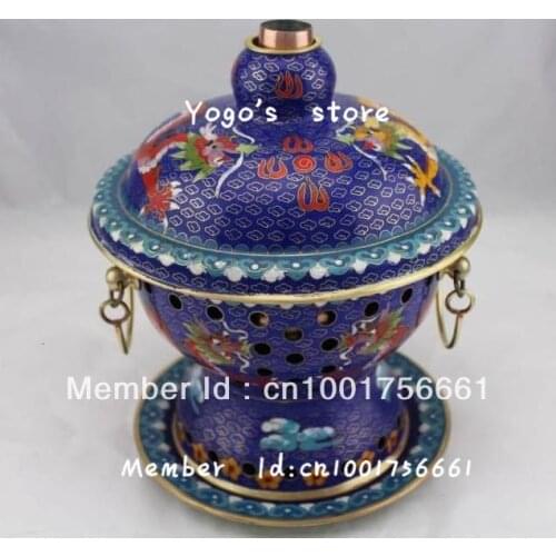 18cm China enamel copper hot pot thickened Chinese cloisnne alcohol fondue alcohol stove pot handmade cooking chafingdish