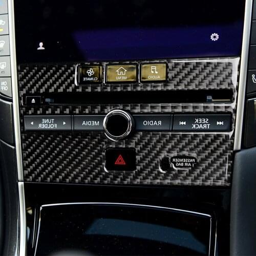 Car Right Cd Console Panel Cover Trim Carbon Fiber Shell Sticker For Infiniti Q50 2014-2020 18x10x1cm Internal Accessories
