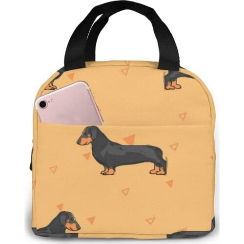 Dog Duchshund Cooler Lunch Box Portable Insulated Lunch Bag Thermal Food Picnic Lunch Bags