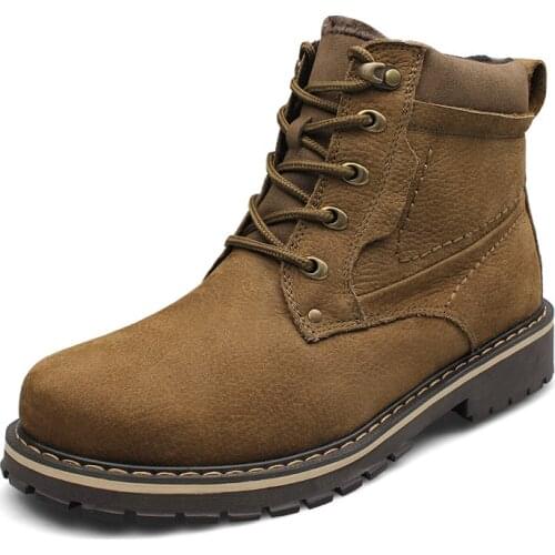 2020 autumn and winter mens leather high shoes warm and cotton winter fashion mens shoes increased by 50