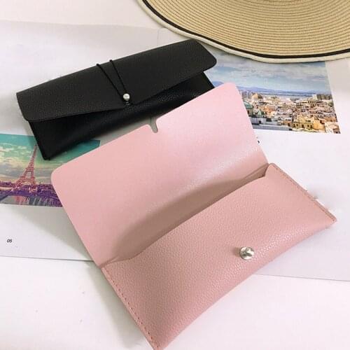 Soft Portable Glasses Pouch PU Leather Slim Protective Bag Anti-Scratch Strap Design Spectacles Storage Bag