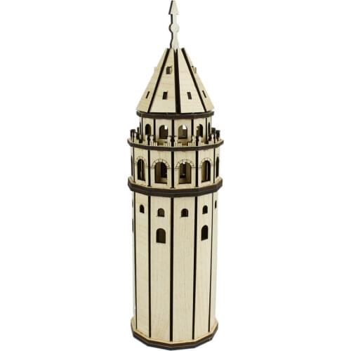 HLO 2021 Wooden Model Set Galata Tower Decorative DIY Hobby Kit Paintable Home Decoration Trendy Suitable Price Historical Decor