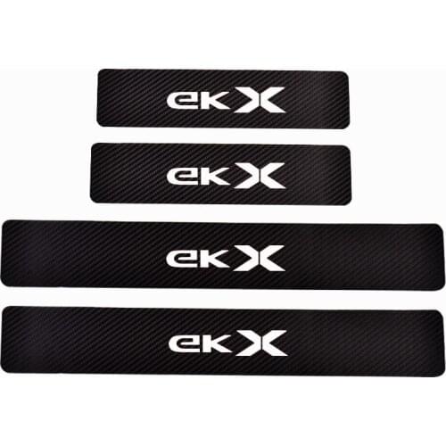 For Mitsubishi Ek x Door Threshold Plate Car Door Sill Step Plate Carbon Fiber Pu leather Car-Styling